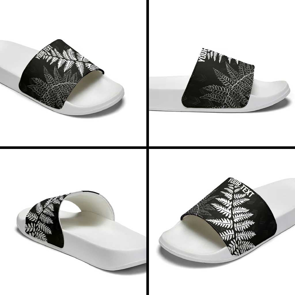 New Zealand Lawn Bowls Personalized Slide Sandals Wrap-Around Silver Fern - Polynesian Pride