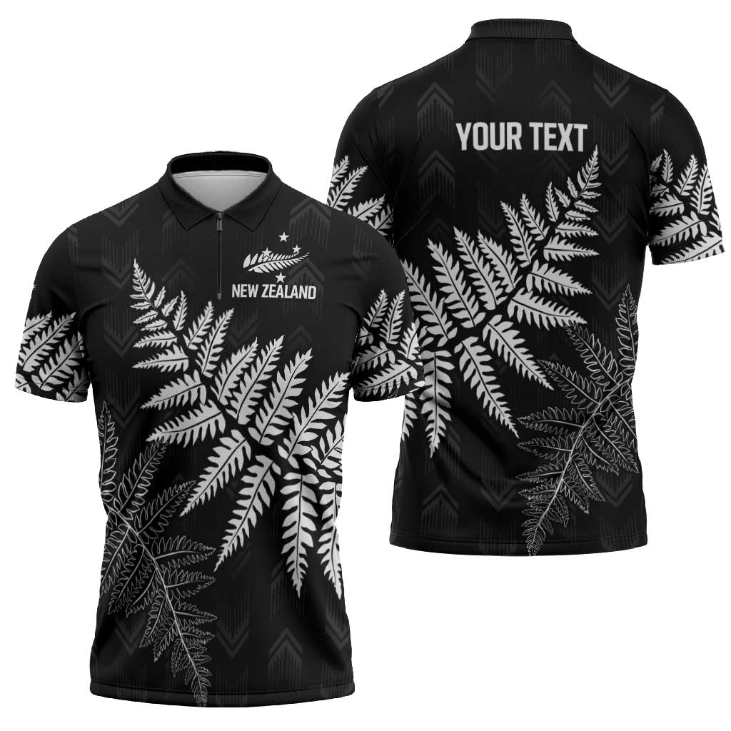 New Zealand Lawn Bowls Personalized Zipper Polo Shirt Wrap-Around Silver Fern - Polynesian Pride