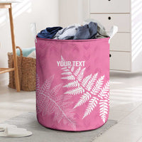 New Zealand Lawn Bowls Breast Cancer Personalized Laundry Basket Wrap-Around Silver Fern - Polynesian Pride