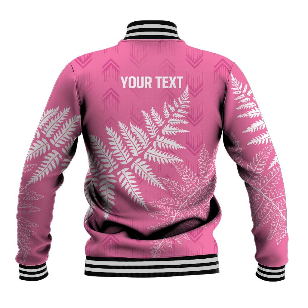 New Zealand Lawn Bowls Breast Cancer Personalized Baseball Jacket Wrap-Around Silver Fern - Polynesian Pride