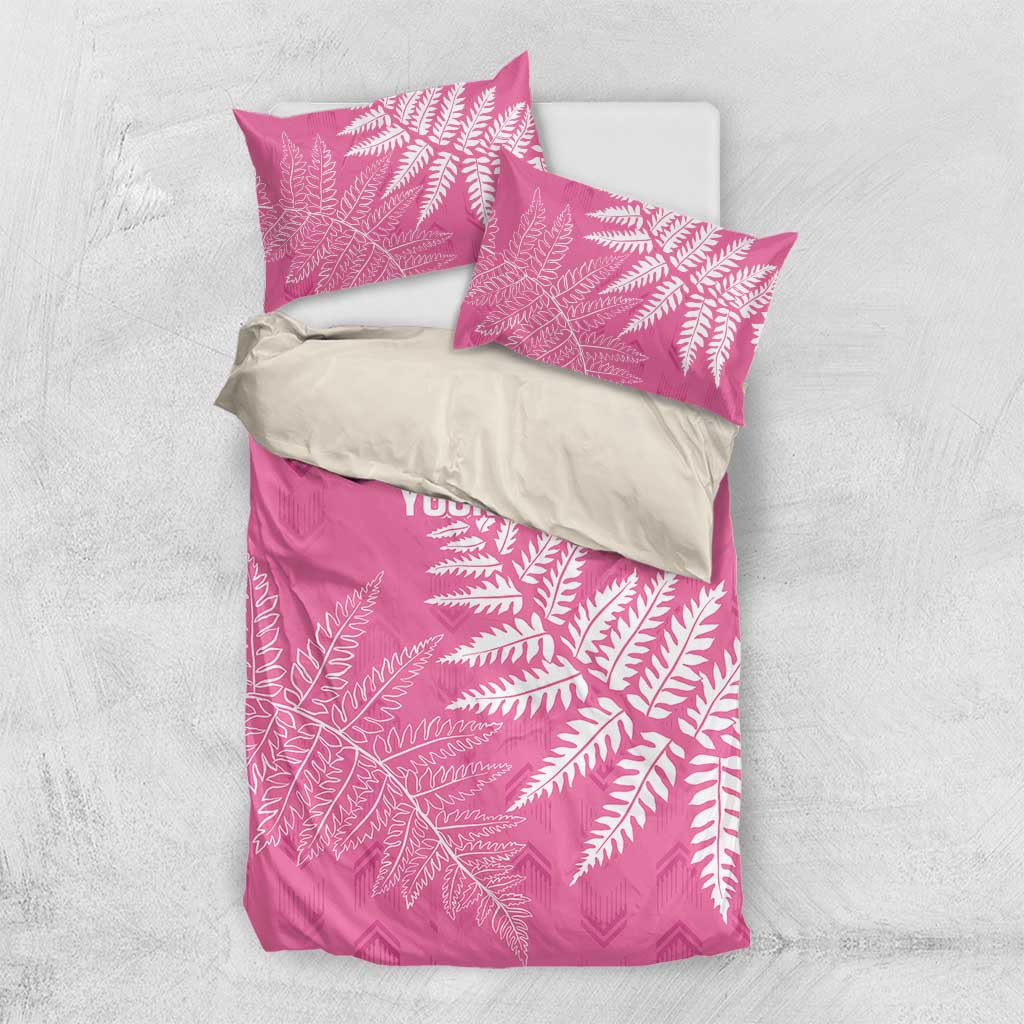 New Zealand Lawn Bowls Breast Cancer Personalized Bedding Set Wrap-Around Silver Fern - Polynesian Pride