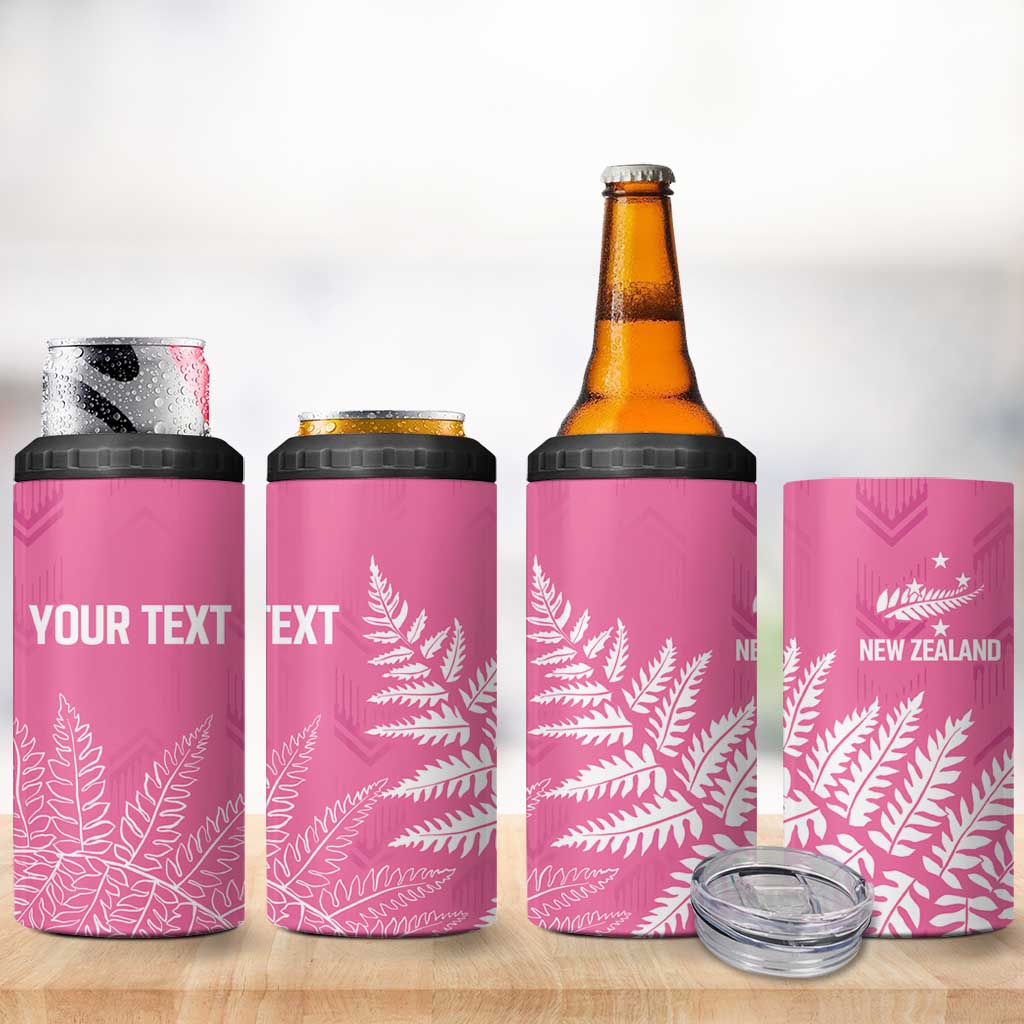New Zealand Lawn Bowls Breast Cancer Personalized 4 in 1 Can Cooler Tumbler Wrap-Around Silver Fern - Polynesian Pride