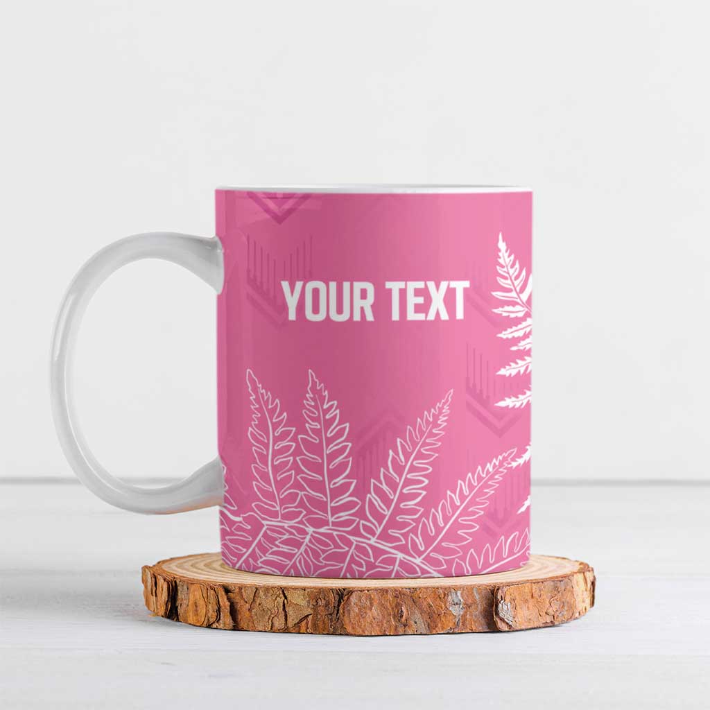 New Zealand Lawn Bowls Breast Cancer Personalized Ceramic Mug Wrap-Around Silver Fern - Polynesian Pride