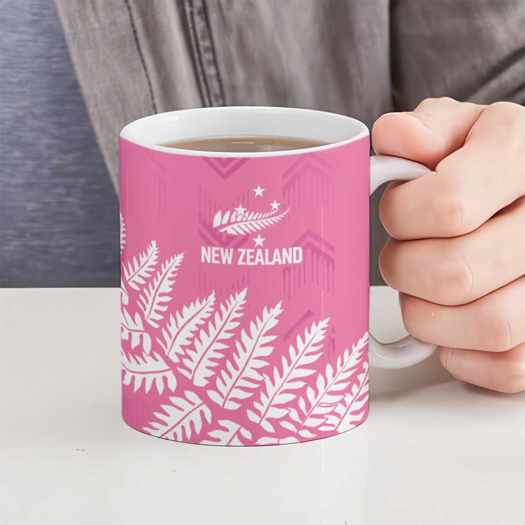 New Zealand Lawn Bowls Breast Cancer Personalized Ceramic Mug Wrap-Around Silver Fern - Polynesian Pride
