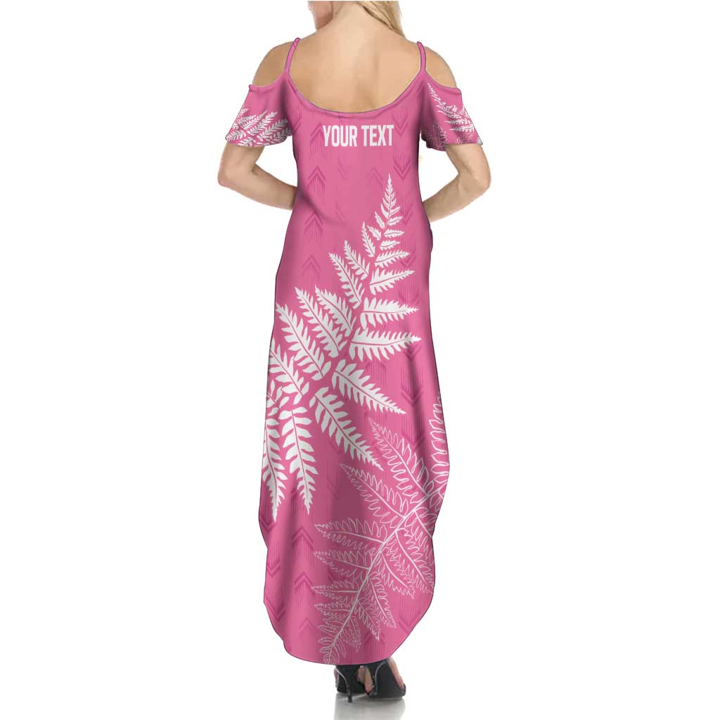 New Zealand Lawn Bowls Breast Cancer Personalized Family Matching Summer Maxi Dress and Hawaiian Shirt Wrap-Around Silver Fern - Polynesian Pride