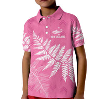 New Zealand Lawn Bowls Breast Cancer Personalized Kid Polo Shirt Wrap-Around Silver Fern - Polynesian Pride