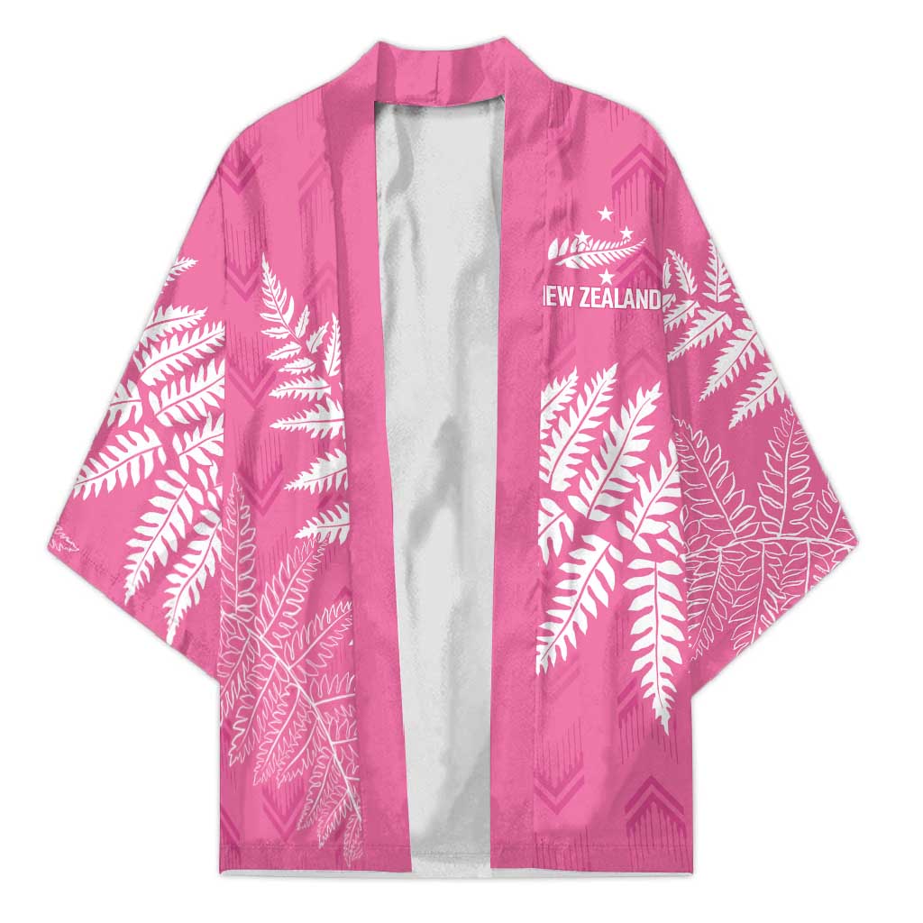 New Zealand Lawn Bowls Breast Cancer Personalized Kimono Wrap-Around Silver Fern - Polynesian Pride