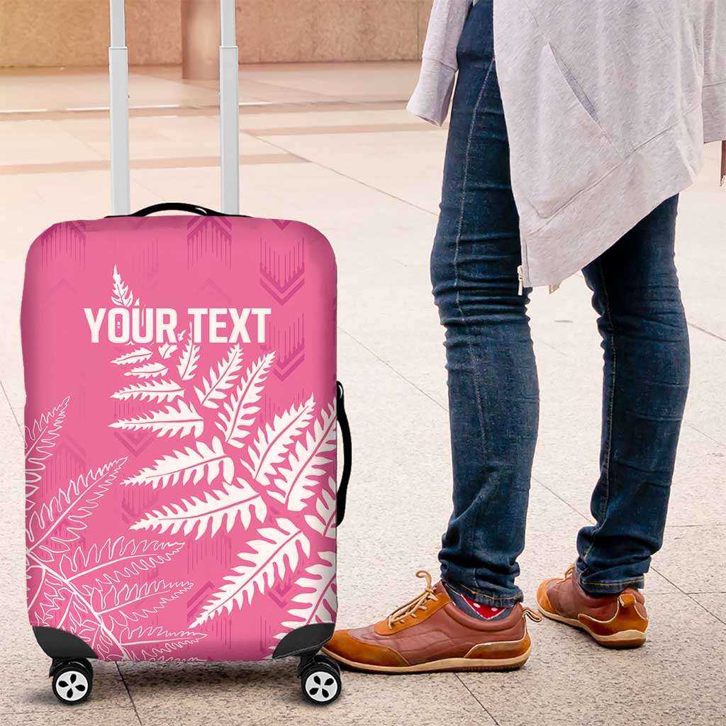 New Zealand Lawn Bowls Breast Cancer Personalized Luggage Cover Wrap-Around Silver Fern - Polynesian Pride
