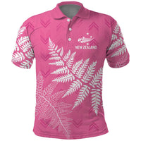 New Zealand Lawn Bowls Breast Cancer Personalized Polo Shirt Wrap-Around Silver Fern - Polynesian Pride