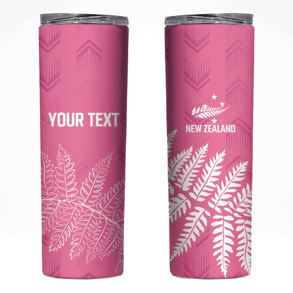 New Zealand Lawn Bowls Breast Cancer Personalized Skinny Tumbler Wrap-Around Silver Fern - Polynesian Pride
