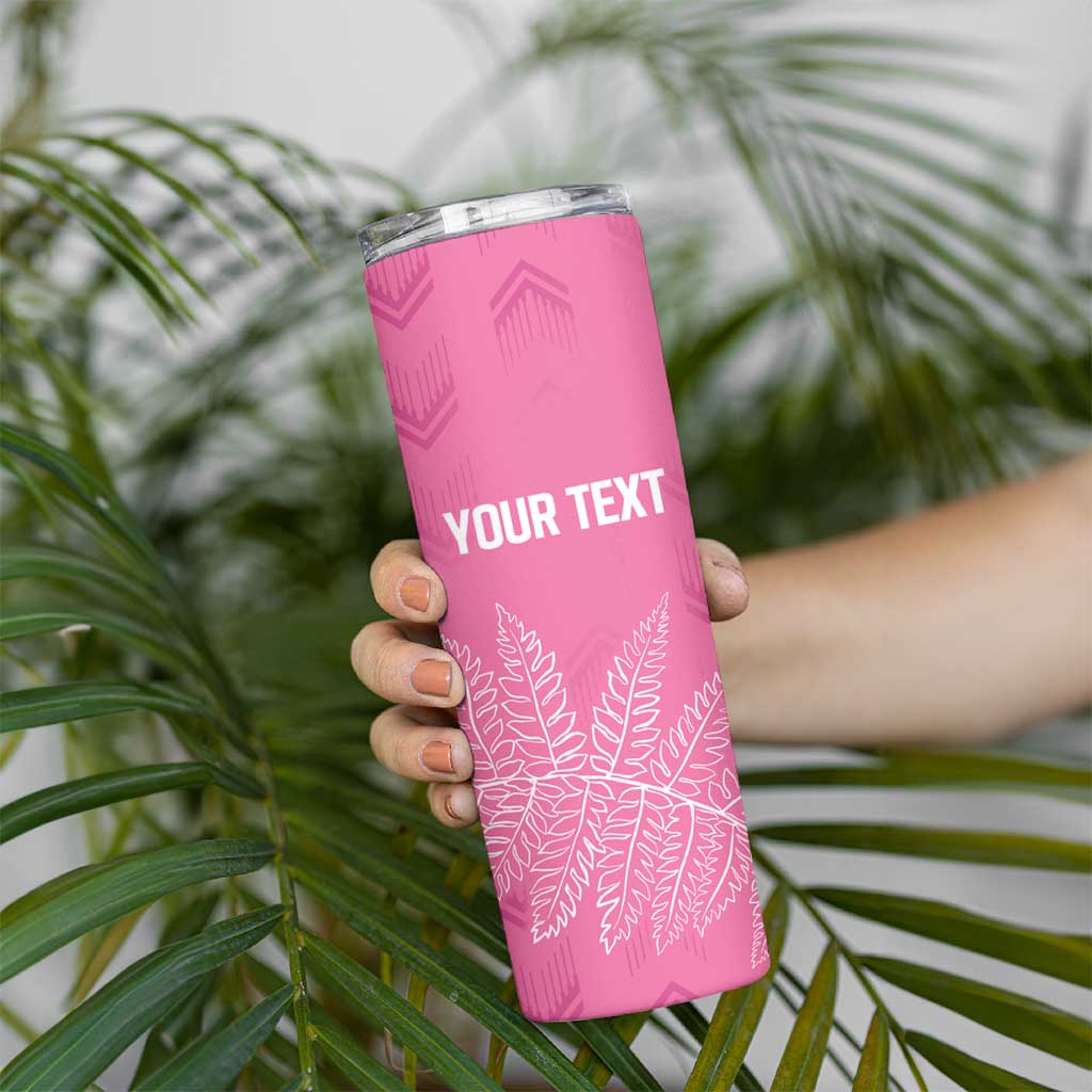 New Zealand Lawn Bowls Breast Cancer Personalized Skinny Tumbler Wrap-Around Silver Fern - Polynesian Pride