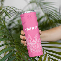 New Zealand Lawn Bowls Breast Cancer Personalized Skinny Tumbler Wrap-Around Silver Fern - Polynesian Pride