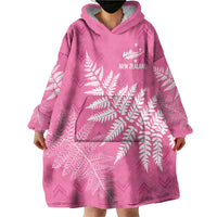 New Zealand Lawn Bowls Breast Cancer Personalized Wearable Blanket Hoodie Wrap-Around Silver Fern - Polynesian Pride