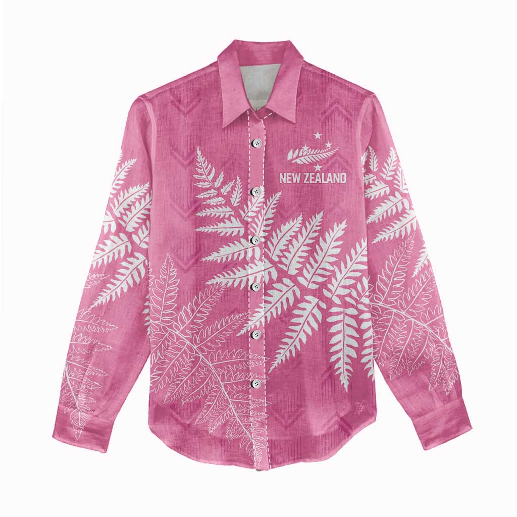 New Zealand Lawn Bowls Breast Cancer Personalized Women Casual Shirt Wrap-Around Silver Fern - Polynesian Pride