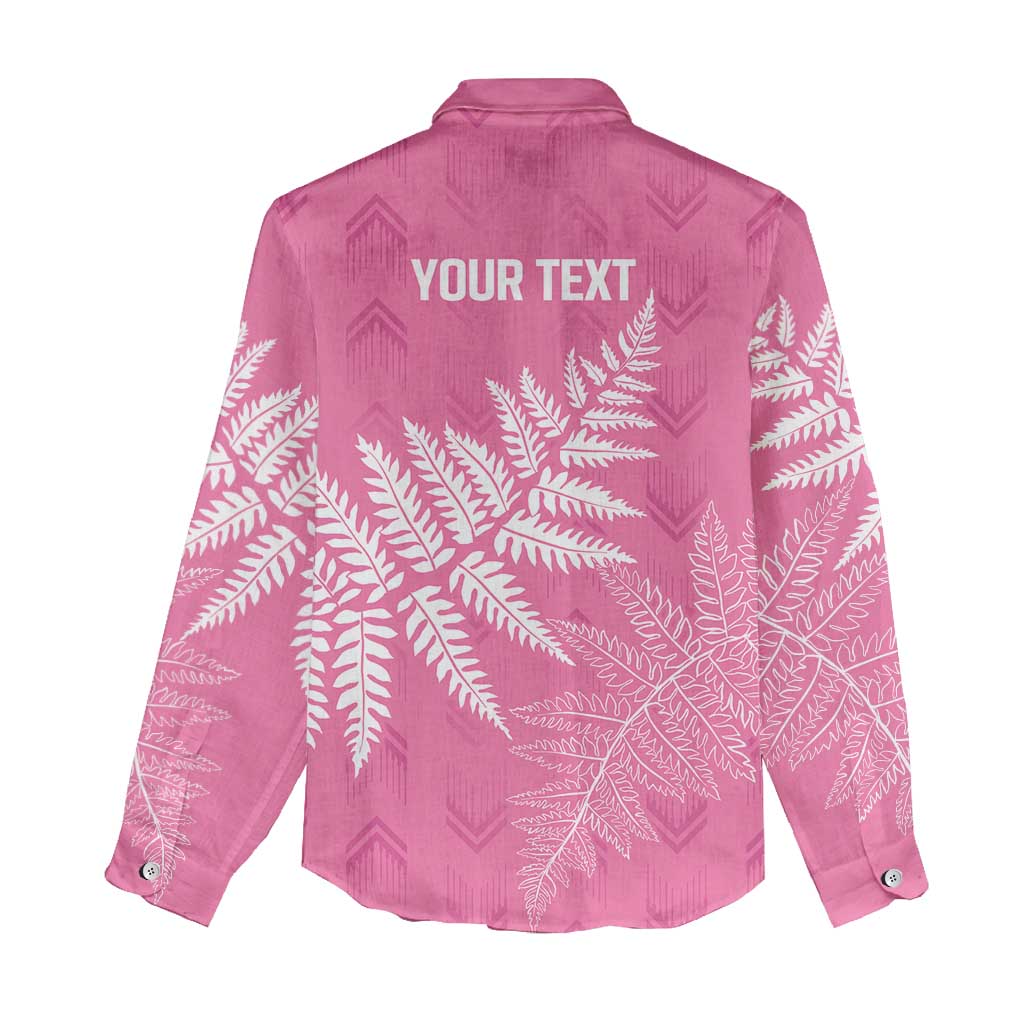 New Zealand Lawn Bowls Breast Cancer Personalized Women Casual Shirt Wrap-Around Silver Fern - Polynesian Pride