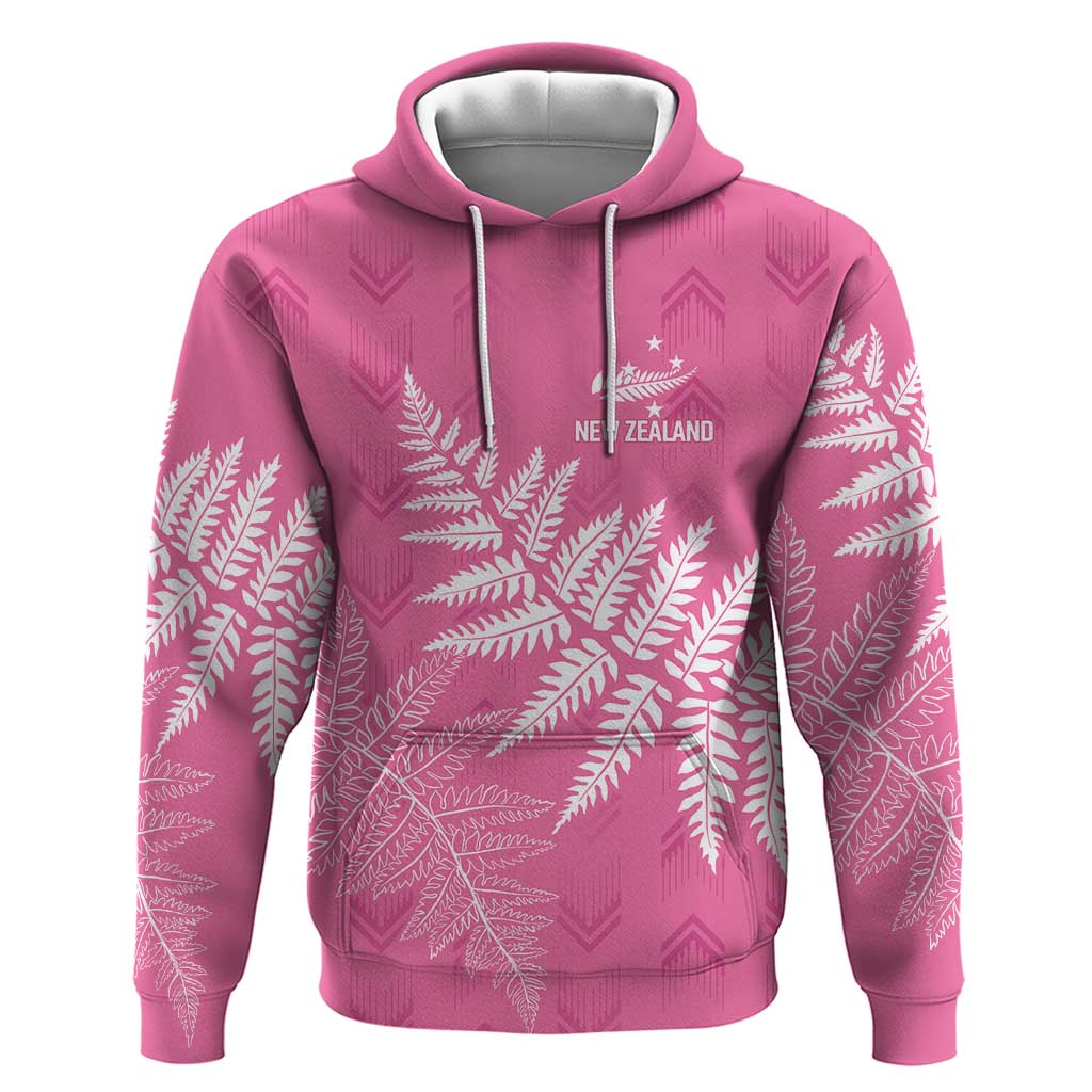 New Zealand Lawn Bowls Breast Cancer Personalized Zip Hoodie Wrap-Around Silver Fern - Polynesian Pride