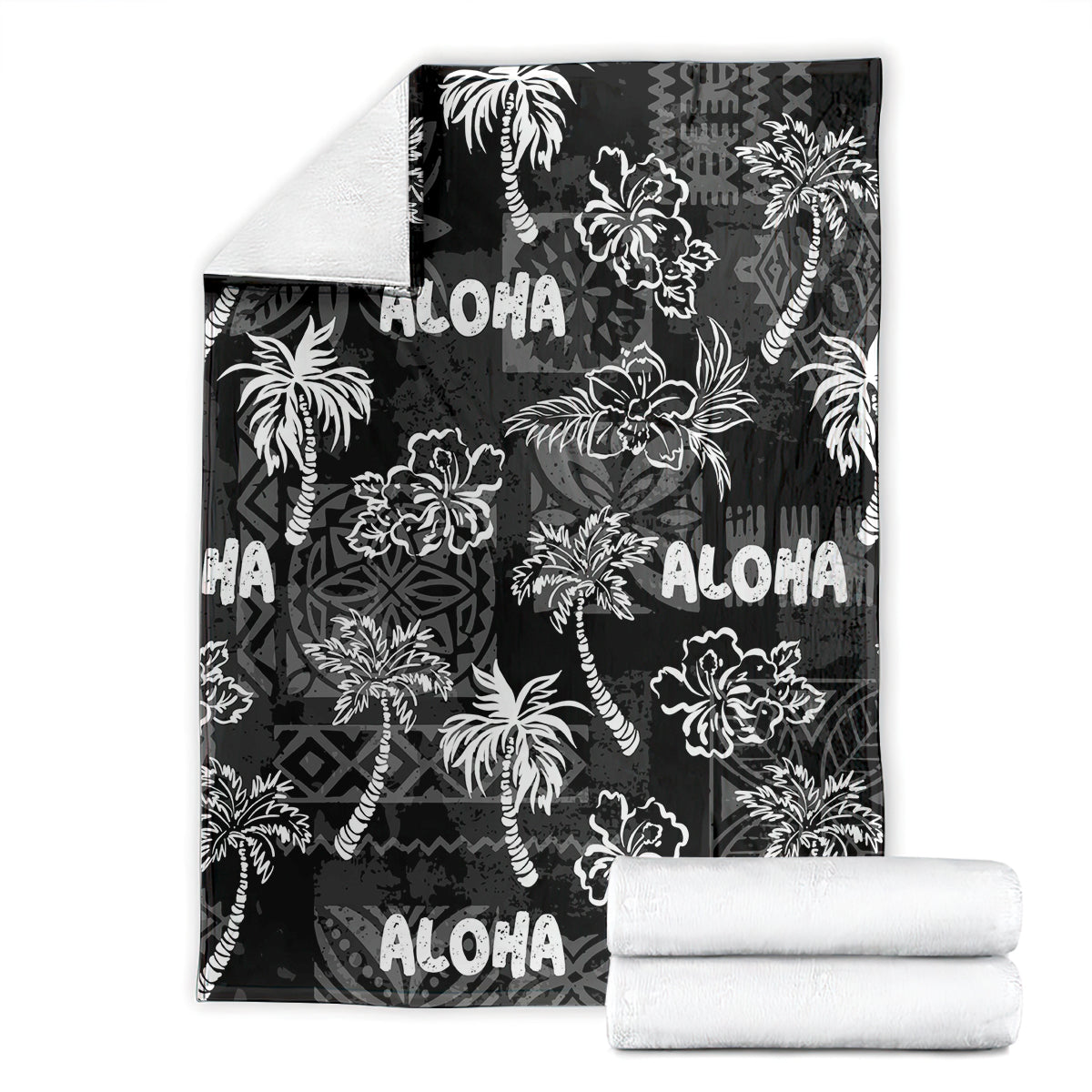 Aloha Vintage Quilt Blanket Hawaiian Seamless - Black LT7 - Polynesian Pride