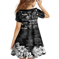 Aloha Vintage Quilt Family Matching Short Sleeve Bodycon Dress and Hawaiian Shirt Hawaiian Seamless - Black LT7 - Polynesian Pride