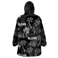 Aloha Vintage Quilt Wearable Blanket Hoodie Hawaiian Seamless - Black LT7 - Polynesian Pride