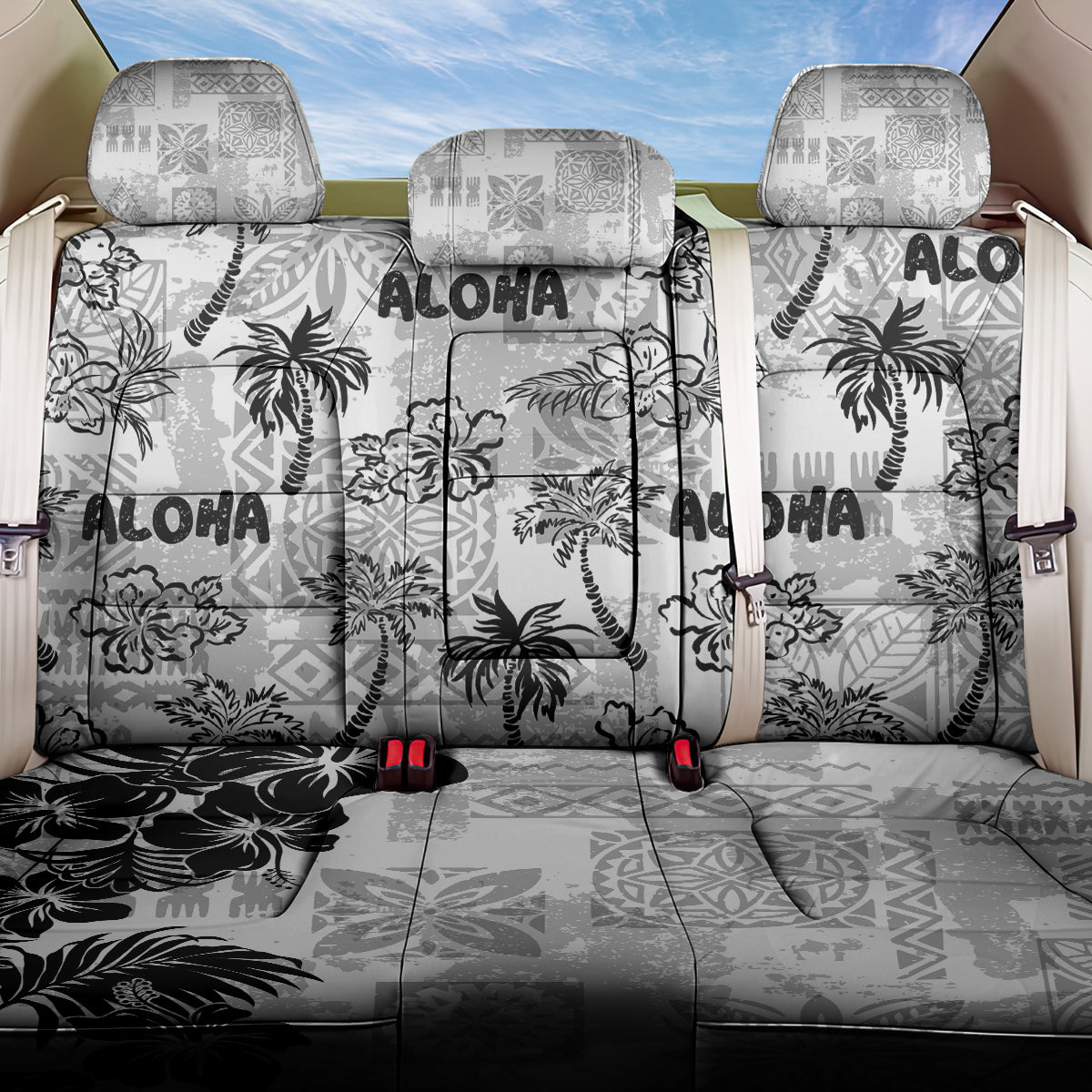 Aloha Vintage Quilt Back Car Seat Cover Hawaiian Seamless - White LT7 One Size White - Polynesian Pride