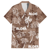 Aloha Vintage Quilt Family Matching Long Sleeve Bodycon Dress and Hawaiian Shirt Hawaiian Seamless - Brown LT7 Dad's Shirt - Short Sleeve Brown - Polynesian Pride
