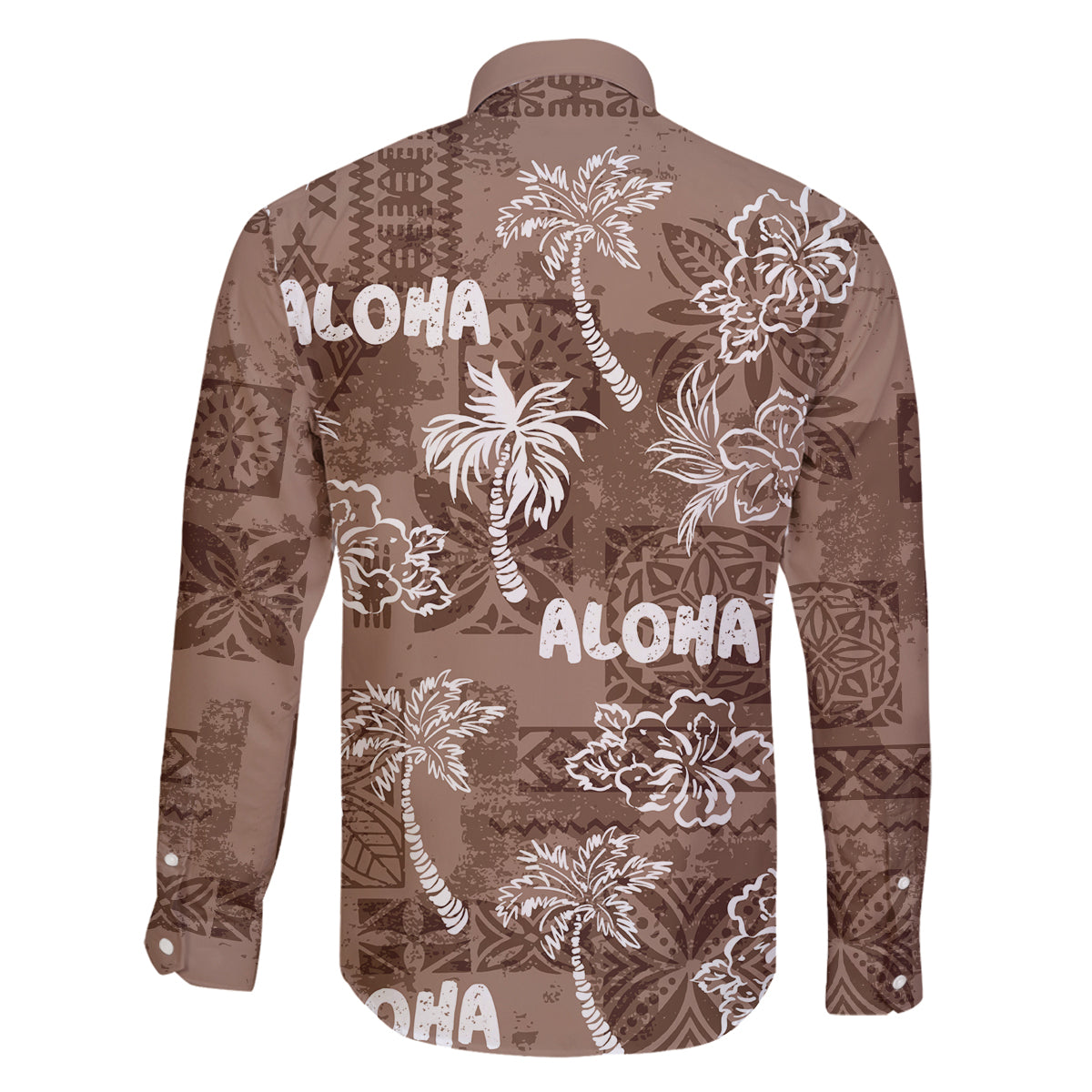 Aloha Vintage Quilt Family Matching Off Shoulder Maxi Dress and Hawaiian Shirt Hawaiian Seamless - Brown LT7 - Polynesian Pride