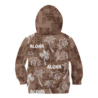 Aloha Vintage Quilt Kid Hoodie Hawaiian Seamless - Brown LT7 - Polynesian Pride