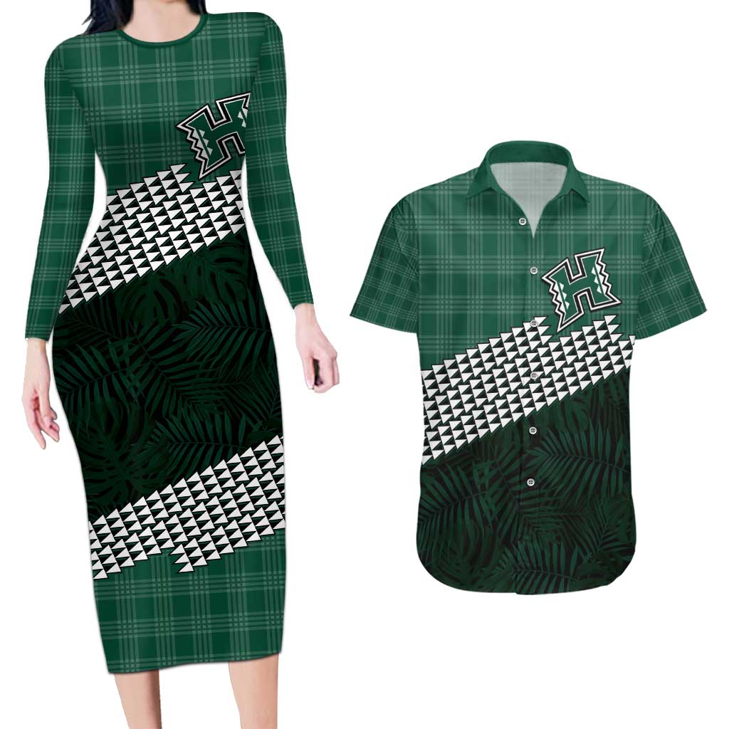 Rainbow Warriors Hawaii Personalized Palaka Couples Matching Long Sleeve Bodycon Dress and Hawaiian Shirt - Polynesian Pride