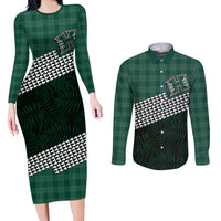 Rainbow Warriors Hawaii Personalized Palaka Couples Matching Long Sleeve Bodycon Dress and Long Sleeve Button Shirt - Polynesian Pride