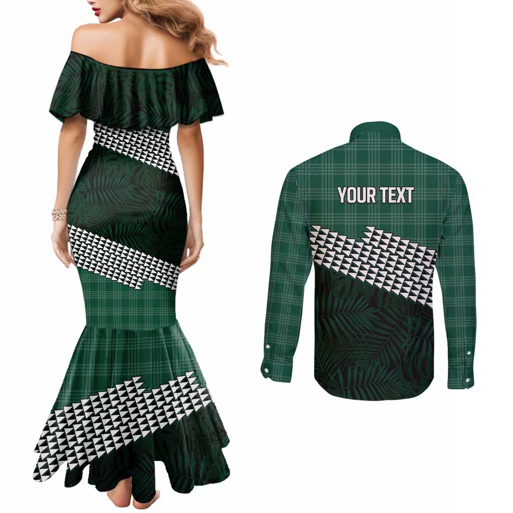 Rainbow Warriors Hawaii Personalized Palaka Couples Matching Mermaid Dress and Long Sleeve Button Shirt - Polynesian Pride