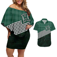 Rainbow Warriors Hawaii Personalized Palaka Couples Matching Off Shoulder Short Dress and Hawaiian Shirt - Polynesian Pride