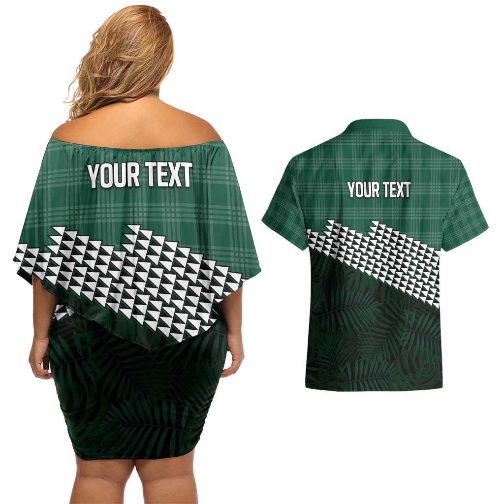 Rainbow Warriors Hawaii Personalized Palaka Couples Matching Off Shoulder Short Dress and Hawaiian Shirt - Polynesian Pride