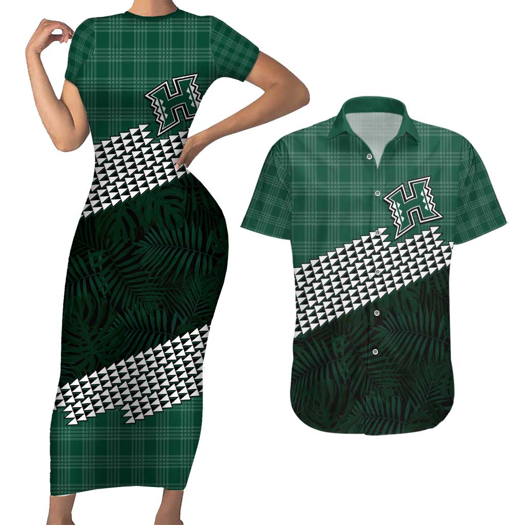 Rainbow Warriors Hawaii Personalized Palaka Couples Matching Short Sleeve Bodycon Dress and Hawaiian Shirt - Polynesian Pride