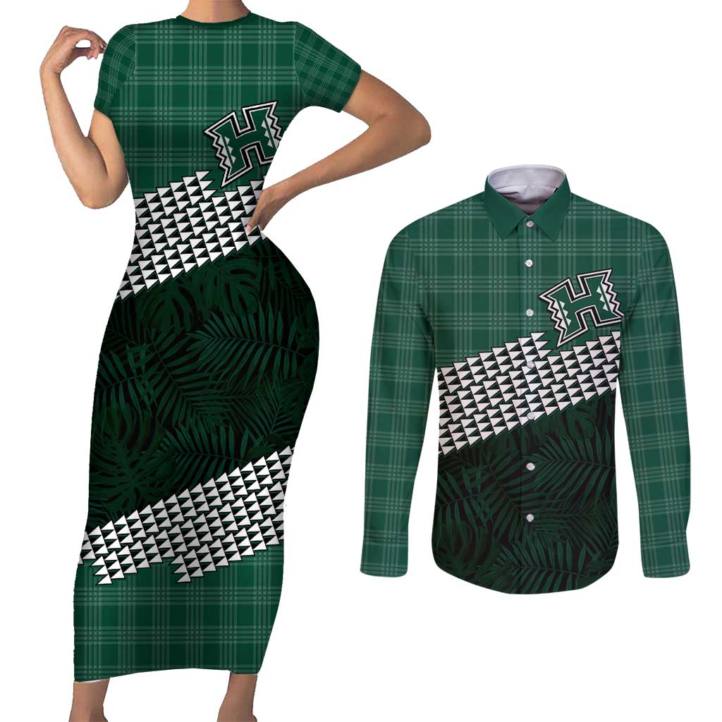 Rainbow Warriors Hawaii Personalized Palaka Couples Matching Short Sleeve Bodycon Dress and Long Sleeve Button Shirt - Polynesian Pride