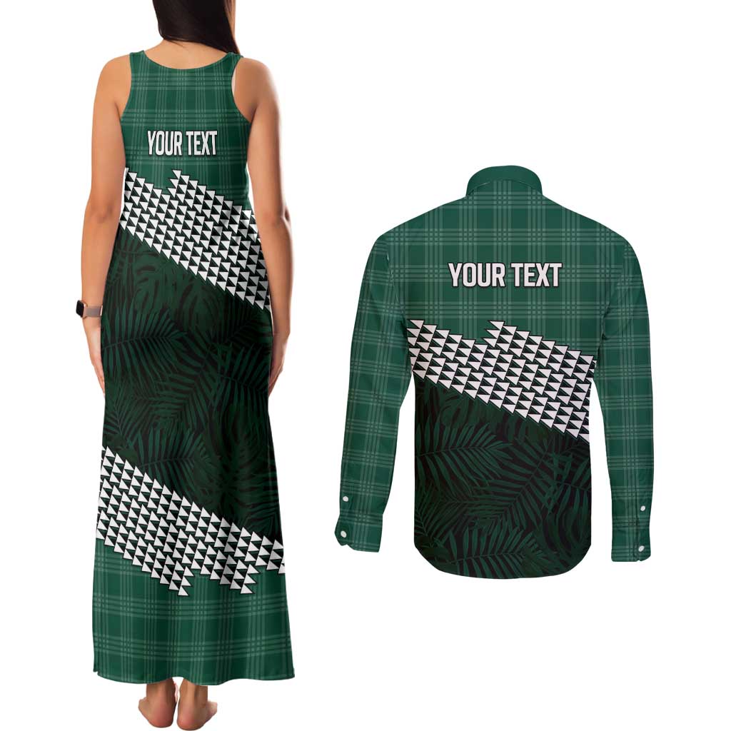 Rainbow Warriors Hawaii Personalized Palaka Couples Matching Tank Maxi Dress and Long Sleeve Button Shirt - Polynesian Pride