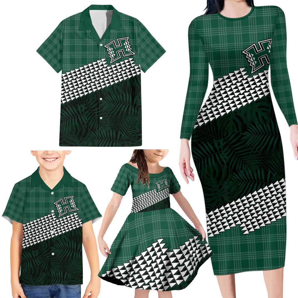 Rainbow Warriors Hawaii Personalized Palaka Family Matching Long Sleeve Bodycon Dress and Hawaiian Shirt - Polynesian Pride