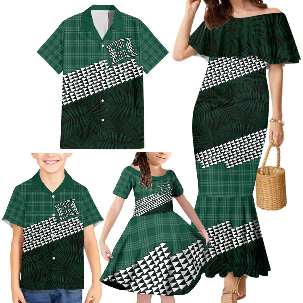 Rainbow Warriors Hawaii Personalized Palaka Family Matching Mermaid Dress and Hawaiian Shirt - Polynesian Pride