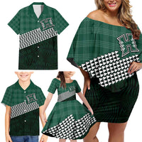 Rainbow Warriors Hawaii Personalized Palaka Family Matching Off Shoulder Short Dress and Hawaiian Shirt - Polynesian Pride