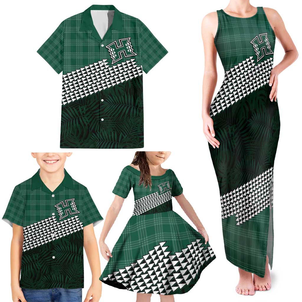 Rainbow Warriors Hawaii Personalized Palaka Family Matching Tank Maxi Dress and Hawaiian Shirt - Polynesian Pride