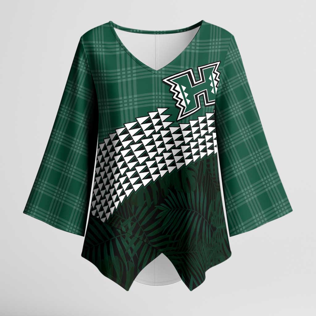 Rainbow Warriors Hawaii Personalized Palaka Kimono Sleeve Blouse - Polynesian Pride