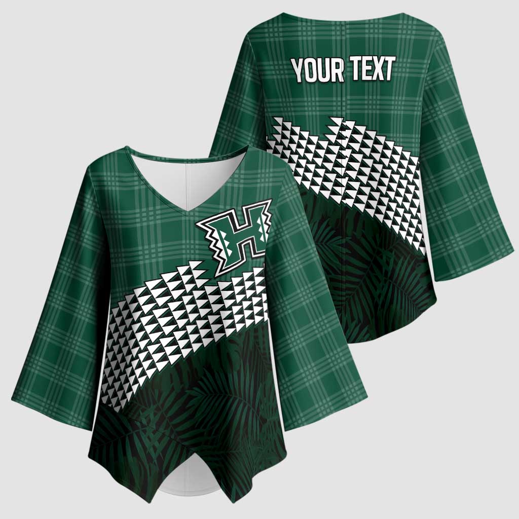 Rainbow Warriors Hawaii Personalized Palaka Kimono Sleeve Blouse - Polynesian Pride