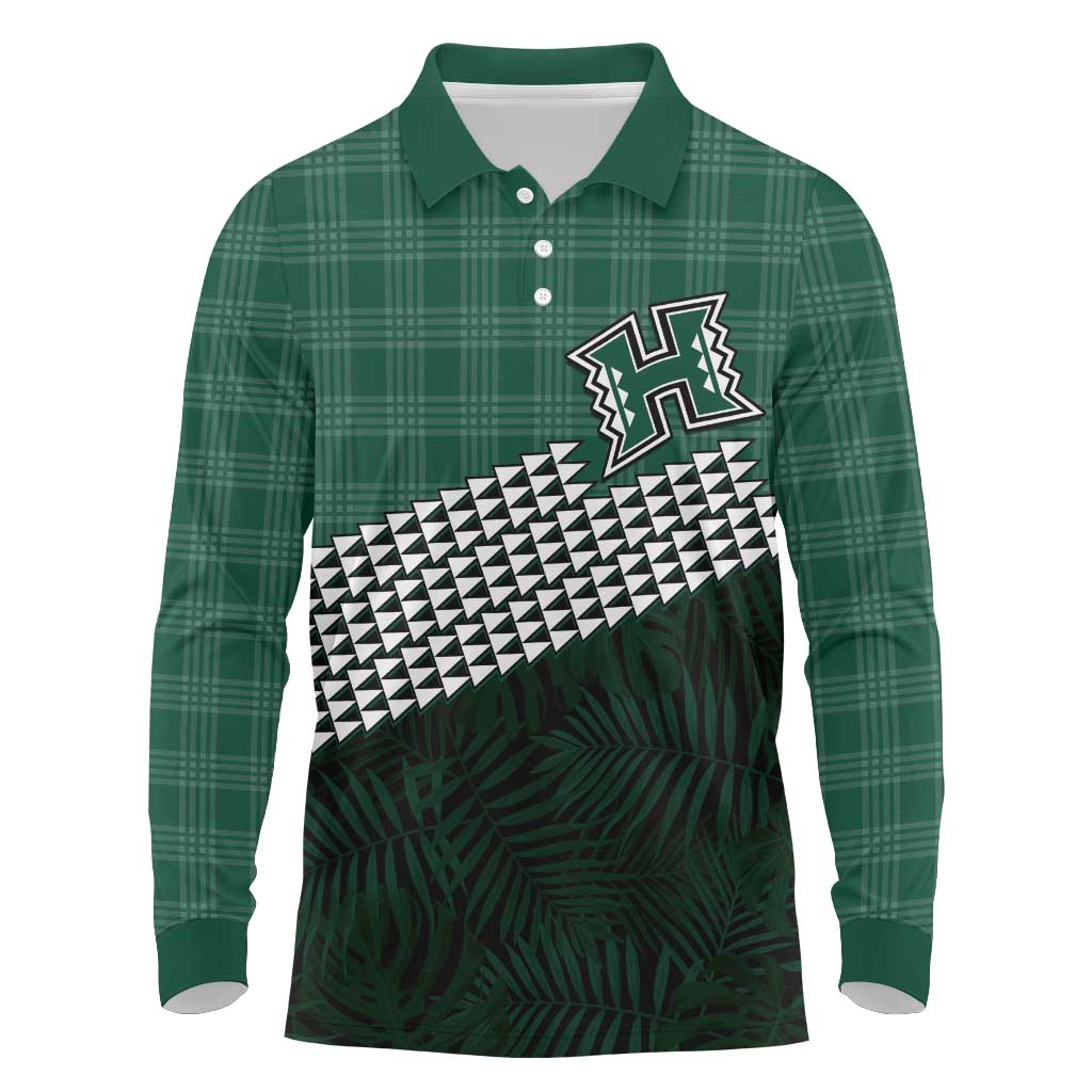 Rainbow Warriors Hawaii Personalized Palaka Long Sleeve Polo Shirt - Polynesian Pride