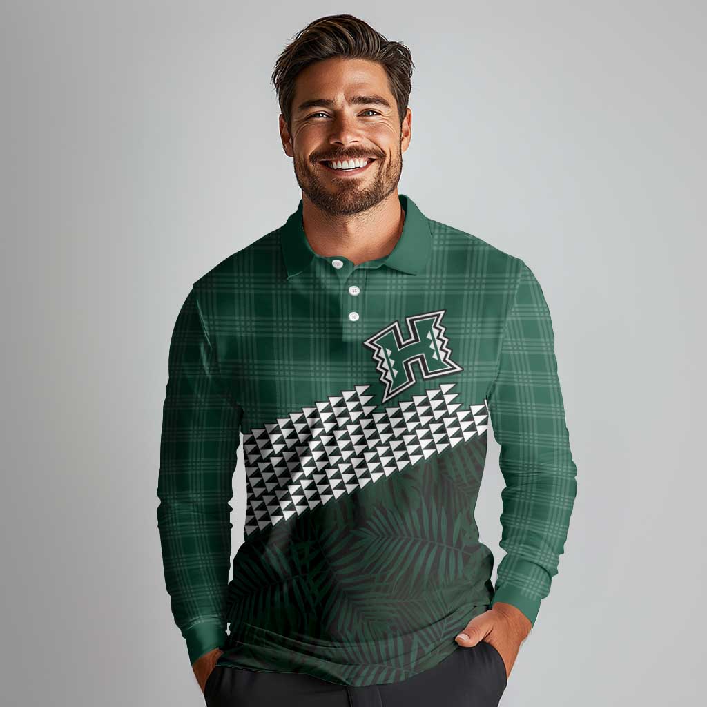 Rainbow Warriors Hawaii Personalized Palaka Long Sleeve Polo Shirt - Polynesian Pride