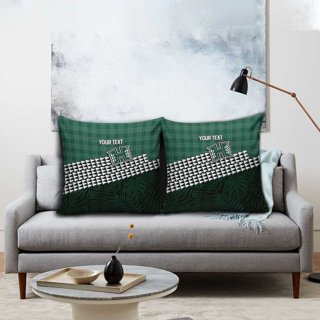 Rainbow Warriors Hawaii Personalized Palaka Pillow Cover - Polynesian Pride