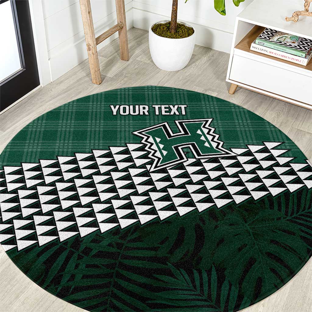 Rainbow Warriors Hawaii Personalized Palaka Round Carpet - Polynesian Pride