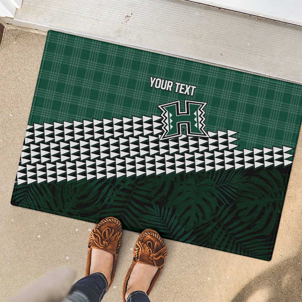 Rainbow Warriors Hawaii Personalized Palaka Rubber Doormat - Polynesian Pride