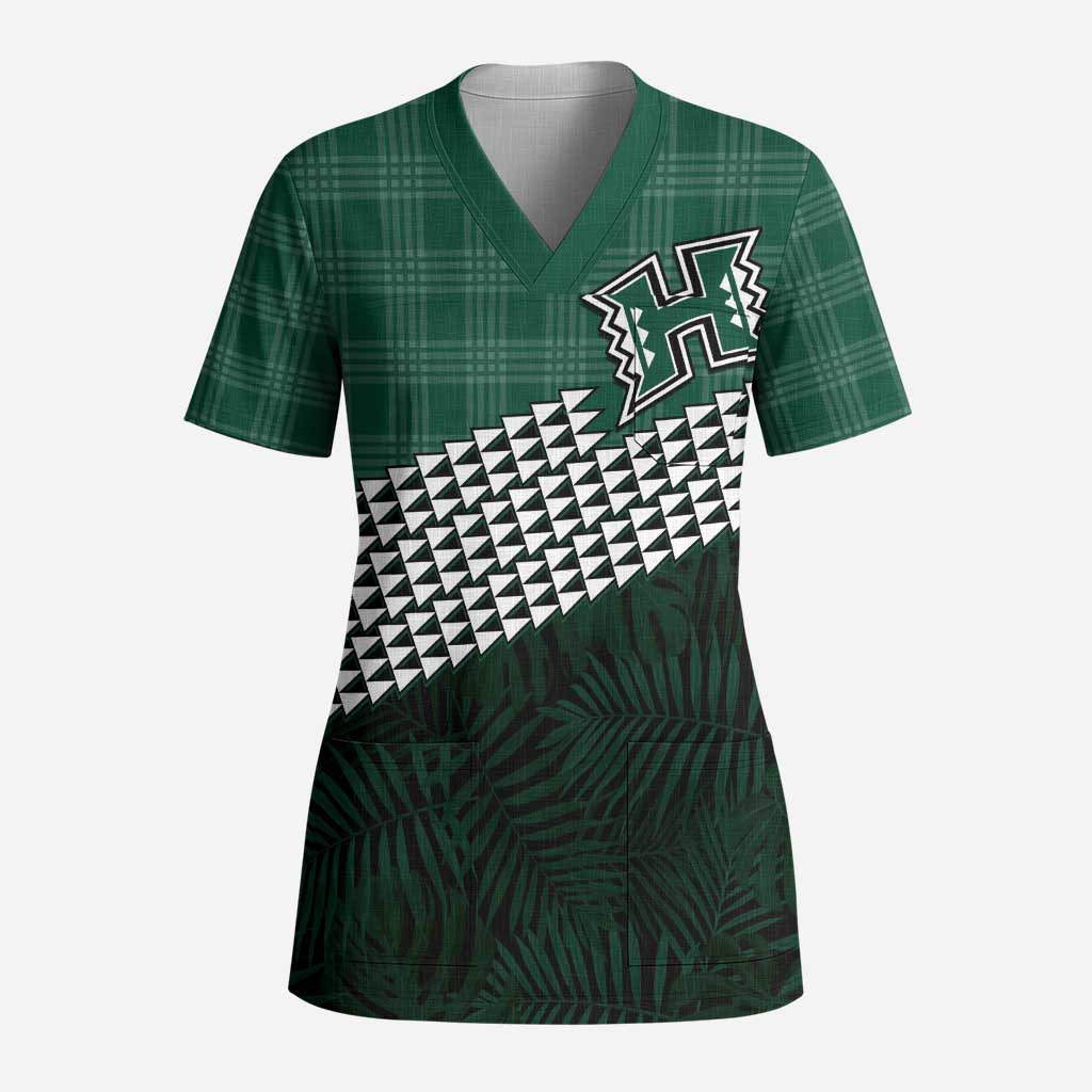 Rainbow Warriors Hawaii Personalized Palaka Scrub Top - Polynesian Pride