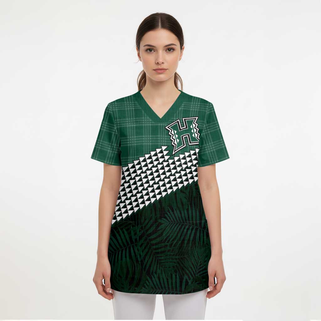 Rainbow Warriors Hawaii Personalized Palaka Scrub Top - Polynesian Pride