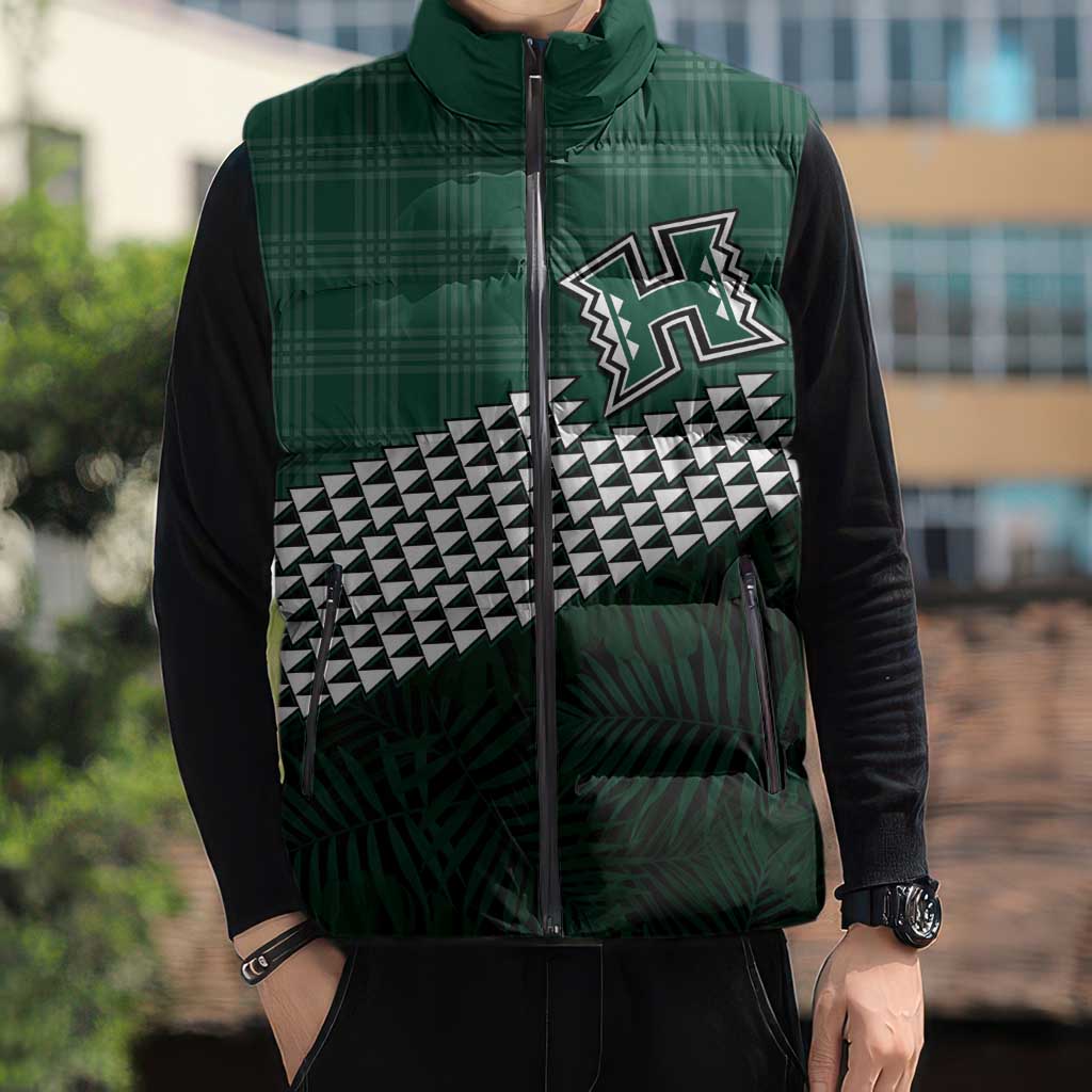 Rainbow Warriors Hawaii Personalized Palaka Sleeveless Puffer Jacket - Polynesian Pride