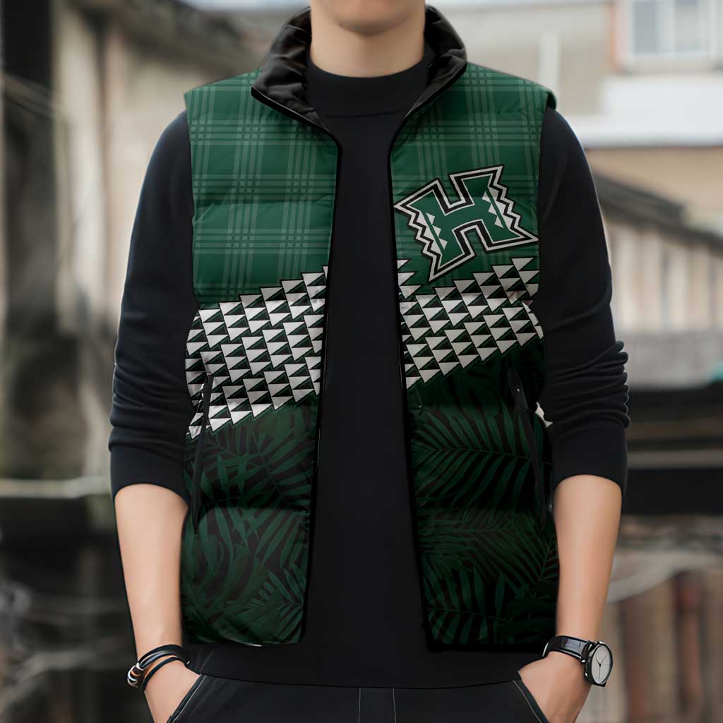 Rainbow Warriors Hawaii Personalized Palaka Sleeveless Puffer Jacket - Polynesian Pride